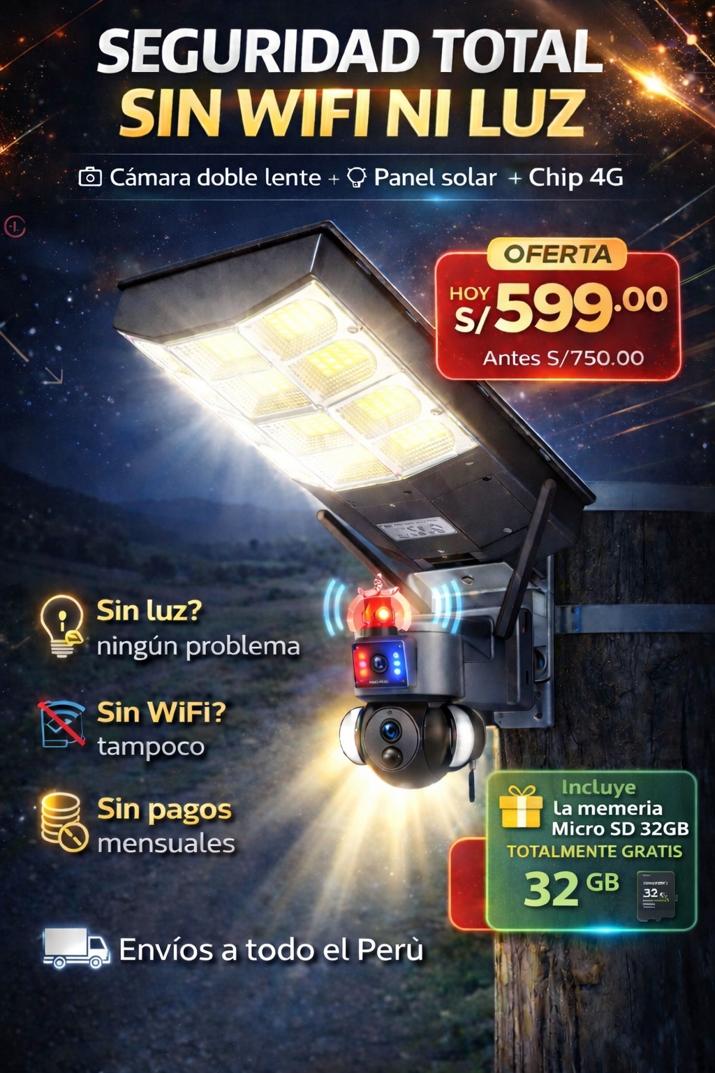 SolarGuard Pro 4G Seguridad visible que ilumina, protege y disuade en tiempo real